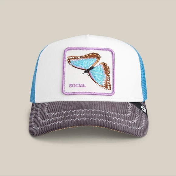 Goorin Bros. Accessories - Goorin Bros. Social Butterfly Embroidered Trucker Hat - White, Blue, Gray